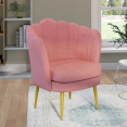 ADELLA roze fluwelen schelp fauteuil met gouden poten