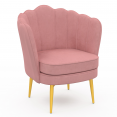 ADELLA roze fluwelen schelp fauteuil met gouden poten