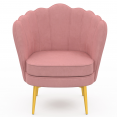 ADELLA roze fluwelen schelp fauteuil met gouden poten