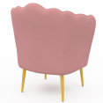 ADELLA roze fluwelen schelp fauteuil met gouden poten