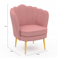 ADELLA roze fluwelen schelp fauteuil met gouden poten