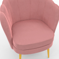 ADELLA roze fluwelen schelp fauteuil met gouden poten