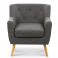 Fauteuil scandinave LIV avec repose pieds en tissu gris anthracite