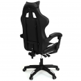 Fauteuil de gaming ALEX réglable avec repose-pied, coussin de tête et coussin lombaire noir blanc et gris