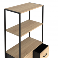 Etagère 3 niveaux avec 4 tiroirs en tissu UTAH 120 cm meuble de rangement design industriel