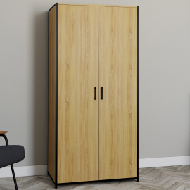 Armoire 2 portes DETROIT penderie 80 cm avec étagères rangement maxi capacité