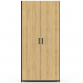 Armoire 2 portes DETROIT penderie 80 cm avec étagères rangement maxi capacité