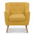 LIV Scandinavische fauteuil met voetsteun van gele stof