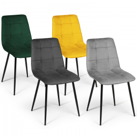 Set van 4 MILA fluwelen stoelen mix kleur groen, lichtgrijs, donkergrijs, geel