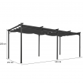 Pergola special edition schuifdak 3x6 M en 6 antracietgrijze luifels