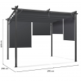 Pergola special edition schuifdak 3x3 M en 4 antracietgrijze luifels