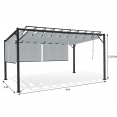 Pergola édition luxe lames orientables 3x4 M et 4 stores gris clair