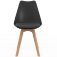 Set van 6 Scandinavische SARA-stoelen in donkergrijs, lichtgrijs, wit, zwart en patchworkpatronen in zwart, grijs en wit