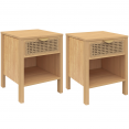 Lot de 2 tables de chevet EDHEN cannage avec 1 tiroir et 1 niche