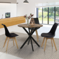 HAWKINS ronde eettafel 2-4 personen met zwarte en antiek houten spinpoten 80 cm