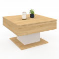 Table basse plateau relevable EDEN carrée bois et blanc