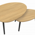 Lot de 2 tables basses gigognes GAIA bois et pieds noirs scandinave