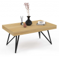 Table basse rectangulaire ADELE pieds croisés 100 cm bois et noir