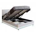 Tweepersoons boxspring NEO met boxspring en geïntegreerde LED 140 x 190 cm PVC wit