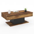 Table basse plateau relevable rectangulaire EDEN bois foncé effet vieilli et noir