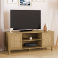 HANAE 2-deurs vintage TV-meubel met natuurlijk rietmotief 115 cm