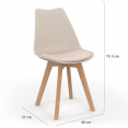 Lot de 6 chaises scandinaves SARA beige pour salle à manger