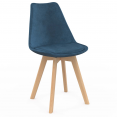 Set van 4 Scandinavische stoelen SARA in eendenblauw fluweel