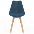 Set van 4 Scandinavische stoelen SARA in eendenblauw fluweel