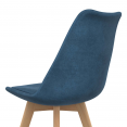 Set van 4 Scandinavische stoelen SARA in eendenblauw fluweel