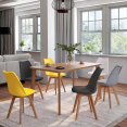 Set van 6 SARA Scandinavische stoelen mix kleur lichtgrijs, wit, donkergrijs x2, geel x2