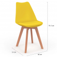 Set van 6 SARA Scandinavische stoelen mix kleur lichtgrijs, wit, donkergrijs x2, geel x2