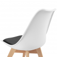 Set van 6 SARA Scandinavische tweekleurige witte stoelen met zwarte kussens