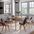 Set van 6 Scandinavische stoelen SARA, donkergrijs x2, lichtgrijs x2 en bruin patchwork x2