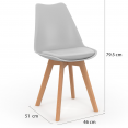 Set van 6 Scandinavische stoelen SARA, donkergrijs x2, lichtgrijs x2 en bruin patchwork x2