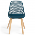 Set van 6 eendenblauwe MANDY eetkamerstoelen