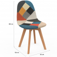 Set van 2 SARA Scandinavische stoelen met veelkleurige patchworkpatronen