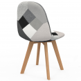 Set van 2 zwarte, grijze en witte patchwork SARA Scandinavische stoelen