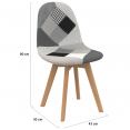 Set van 2 zwarte, grijze en witte patchwork SARA Scandinavische stoelen