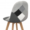 Set van 2 zwarte, grijze en witte patchwork SARA Scandinavische stoelen