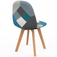 Set van 2 SARA Scandinavische stoelen met blauw patchworkpatroon