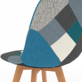 Set van 2 SARA Scandinavische stoelen met blauw patchworkpatroon