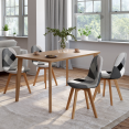 Set van 4 SARA Scandinavische patchworkstoelen in zwart, grijs en wit