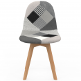 Set van 4 SARA Scandinavische patchworkstoelen in zwart, grijs en wit