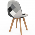 Set van 4 SARA Scandinavische patchworkstoelen in zwart, grijs en wit