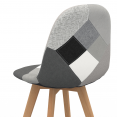 Set van 4 SARA Scandinavische patchworkstoelen in zwart, grijs en wit