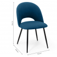 Set van 4 MADO stoelen in fluweelmix kleur blauw, lichtgrijs, donkergrijs, geel