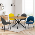 Set van 4 MADO stoelen in fluweelmix kleur blauw, donkergrijs, geel