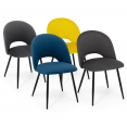 Lot de 4 chaises MADO en velours mix color bleu, gris foncé, jaune