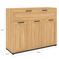 VITO dressoir met 3 deuren en 1 lade, beuken-effect, zwarte handgrepen 100 cm