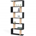 Etagère bibliothèque SOFIA forme S bois façon hêtre et noir 189 cm